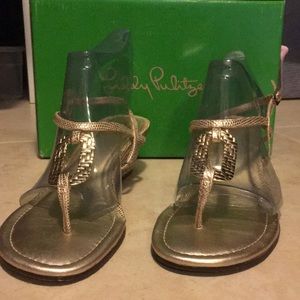 Lilly Pulitzer shoes in gold